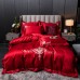 Luxury washed satin silk four-piece set 120  light luxury embroidered jacquard bedding sheet 220*240 Wedding bedding set