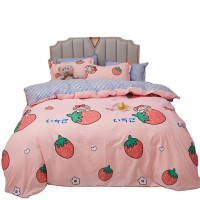 New arrivals high quality soft quilt sheet sets bedding set wholesale Twin pink strawberry printing girl bed set