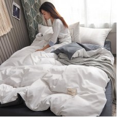 New Nordic skin-friendly four-piece cotton set. Pure pigment color double bedding set