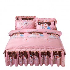 Factory direct selling hot-selling cotton microfiber cartoon children's bed skirt bedding set for home