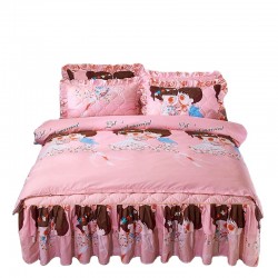 Factory direct selling hot-selling cotton microfiber cartoon children's bed skirt bedding set for home