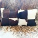 High Quality Luxury 18x18 20x20 Inches Pillowcase For Home Decor brown White Cowhide Leather Patchwork Throw Pillow Cover