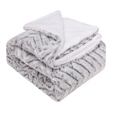 Luxury Lamb Wool Blanket Super Soft Thickened Double-layer Back Printing Faux Fur Fluffy Baby Throw Blanket