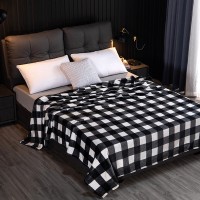 New Arrival Coral Fleece Plaid Striped Blanket Home Decorative Modern Thicken Printed Flannel Blanket