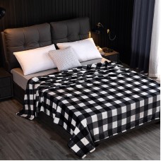 New Arrival Coral Fleece Plaid Striped Blanket Home Decorative Modern Thicken Printed Flannel Blanket
