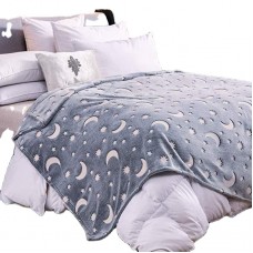 Super Soft Coral Fleece Stars Patterns Throw Flannel Sofa Bed Luminous Blanket Glow in Dark Blanket