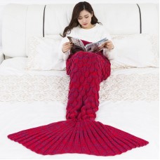 New Design Mermaid Tail Knitted Blanket factory OEM custom adult 100% acrylic fishtail blanket for children soft mermaid blanket