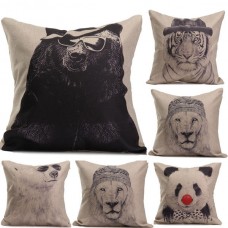 Cotton Linen Animal Throw Pillow Case Home Office Cushion Cover