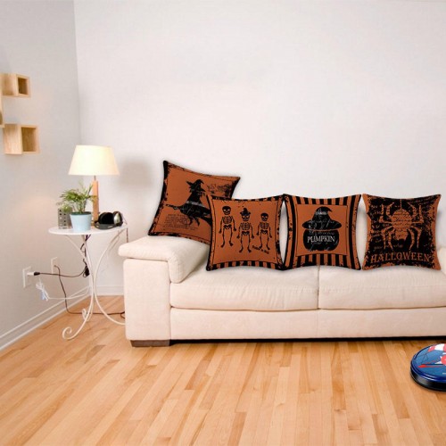 Halloween Terror Witch Pattern Pillowcase Cotton Linen Throw Pillow Cushion Cover Seat Home Decor