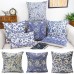 45x45cm Vintage Oriental Retro Blue Floral Linen Pillow Case Cushion Cover Home Decor