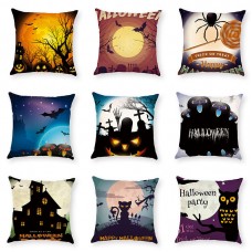 Halloween Terror Pumpkin Bat Owl Pattern Pillowcase Cotton Linen Throw Pillow Cushion Cover