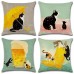 45CM Cartton Black Car B-eer Cotton Linen Cushion Cover Square Pillow Case Sofa Pillowcase