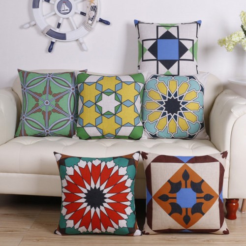 Geometric Linen Cotton Hexagonal Throw Pillow Case Square Sofa Car Office Cushion Cover
