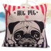 Cute Hug Pug Dog Throw Pillow Case Sofa Car Office Linen Cotton Cushion Cover