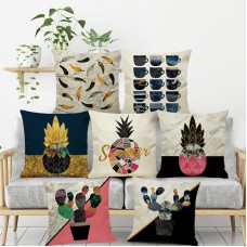 INS Nordic Pineapple Cactus Geometric Style Linen Cushion Cover Home Sofa Art Decor Seat Pillow Case