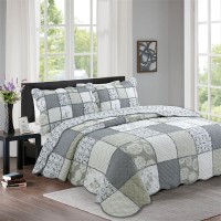 New style elegant embroidery cotton quilting patchwork 3pcs pillowcase bedspread bedding set quilts