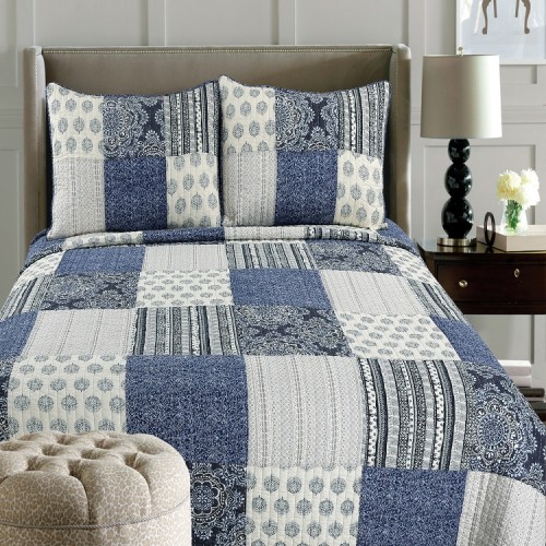 High Quality True Patchwork Design Eco-Friendly Cotton Fabric Hot Selling Quilted Bedspread