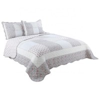 Wholesale  Eco-friendly Cotton Floral Fabric True Patchwork Ruffle Decoration Quilt