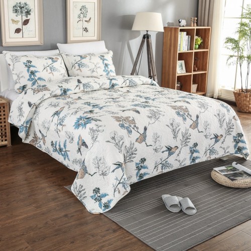 High quality 3pcs set 100% cotton printed patchwork full size elegant embossed quilt bedding bedspread High quality 3pcs set 100% cotton printed patchwork full size elegant embossed quilt bedding bedspread