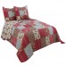 High quality soft breathable cotton 3pcs quilt set King Queen size quilted printed patchwork bedspread