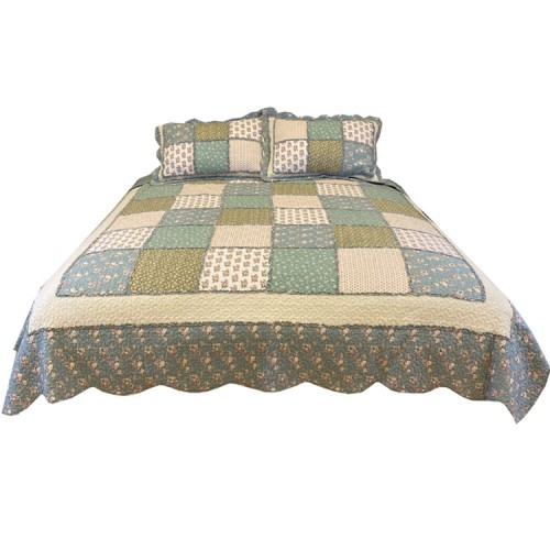 Quality Factory 100% Cotton Real Patchwork with Ruffle Decoration Quilt Bedspread