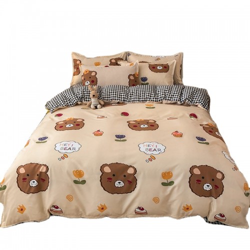 Bedding Set Floral Printed Bedding Sheet Bilateral Bed Skirt + 2 Pair Of Pillowcase 4 Bedsheets Bed Sheet Set 100% Cotton