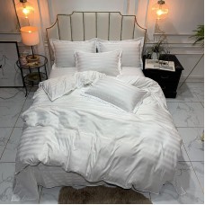 Factory direct Hospital bedsheets downed comforter sets luxury satin stripe bedding set 100% polyester fabric with good price