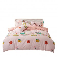Bed Skirts Set Floral Printed Bedding Sheet Bilateral Bed Skirt + 2 Pair Of Pillowcase 4 Bedsheets Bed Sheet Set 100% Cotton