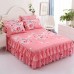 Bed Skirts Set Double Layer Bedspread Floral Printed Bed Sheet Bilateral Bed Skirt + 2 Pair Of Pillowcase Bedsheets