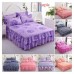 Bed Skirts Set Double Layer Bedspread Floral Printed Bed Sheet Bilateral Bed Skirt + 2 Pair Of Pillowcase Bedsheets