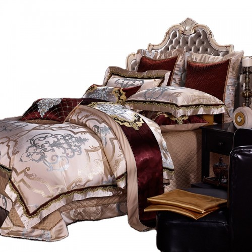 Satin jacquard four-piece suit European-style palace modal king  size bed sheet duvet cover wedding luxury bedding