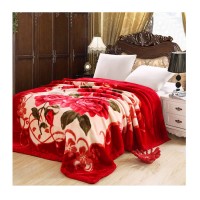 Wholesale in Stock Luxury Printed Thick Sherpa Fleece Blankets Super Soft Winter Red Heavy Raschel Mink Blanket