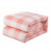 Customized Modern Simple Coral Fleece Blanket Thicken Printed Flannel Plaid Striped Blanket For Home Decor