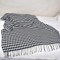 Custom Nordic Tassel Houndstooth Knitted Wool Blanket Office Nap Air Conditioning Blanket Sofa Set Towel Bed End Blanket
