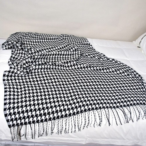 Custom Nordic Tassel Houndstooth Knitted Wool Blanket Office Nap Air Conditioning Blanket Sofa Set Towel Bed End Blanket