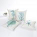 Blue Sea House Starfish Cotton Linen Cushion Cover Square Soft Decorative Pillow Case