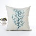 Blue Sea House Starfish Cotton Linen Cushion Cover Square Soft Decorative Pillow Case
